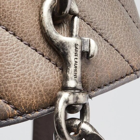 Yves Saint Laurent Grey Chevron Quilted Leather Monogram Large College Bag - Picture 8 of 12